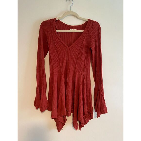 Free People Primrose Thermal Style Long Sleeve Rusty Red Size XS OB1394360 - Picture 3 of 6
